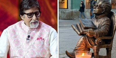 Diwali 2020: Amitabh Bachchan Bangga Patung Ayahnya Dihiasi Lilin dan Bunga di Polandia