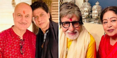 Diwali 2022: Anupam dan Istri Kirron Kher Rayakan Diwali Bareng Big B & SRK